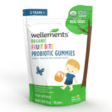 Wellements Organic Fruit Bite Probiotic Gummies | Organic Probiotic Gummy for Kids, Supports Digestive & Immune Health*, Peach Mango Flavor | 30 Day Supply, Ages 2+