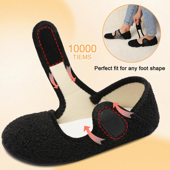 Bedroom Slippers for Women Comfy Orthopedic Home Slippers Cozy Warm Winter Sock Slippers Wide Diabetic Slides Slippers for Ladies Elderly Women Mom