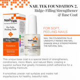 Nail Tek Foundation 2, Ridge Filling Strengthening Base Coat for Soft and Peeling Nails, 0.5 oz, 2-Pack