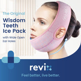 REVIX Wisdom Tooth Ice Pack Wrap with 3D Sewing Design Face Ice Pack for Jaw Pain Relief, TMJ, Oral Surgery, Teeth Removal & Dental Implants, Super Snug Fit with 4 Hot Cold Packs Reusable, Pink