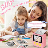 Instant Print Camera for Kids with 3 Rolls of Printer Paper, 1080P Toddler Digital Camera Toys for Age 3-12 with 32GB SD Card, Christmas & Birthday gifts for 3 4 5 6 7 8 Year Old Girls & Boys (pink)