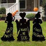 Hocus Pocus Halloween Decorations Outdoor: 3 Extra Large Black Hocus Pocus Witches, Halloween Silhouette Yard Signs with Stakes, Thick Corrugated Plastic, Outside Yard Lawn Decor for Kids Home Party