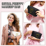 TOPEAST Personalized Birthday Gifts for Women, Preppy Patch Makeup Bag, Chenille Letter Pouch Cosmetic Bag, Travel Organizer, Christmas Gifts for Friends, Cute Stuff For Girls (Black L)