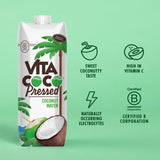 VITA COCO Pressed Coconut Water Multipack 1L x 6, Naturally Hydrating, Coconut Taste, Packed With Electrolytes, Gluten Free, Full Of Vitamin C & Potassium, Impossible To Hate