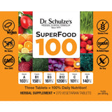 Dr. Schulze's | SuperFood 100 | Vitamin & Mineral Herbal Concentrate | Dietary Supplement | Daily Nutrition & Increased Energy | Gluten-Free & Non-GMO | Vegan & Organic | 270 Tabs | Packaging May Vary