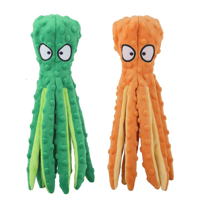 CPYOSN 2 Pack Octopus Dog Toys, No Stuffing Squeaky Crinkle Plush Chew Toys