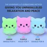 Mindfulness 'Breathing Kitty' | 4-7-8 Guided Visual Meditation Breathing Light | 3 in 1 Device with Night Light & Noise Machine for ADHD Anxiety Stress Relief Sleep - Gift for Kids Adult Women Men