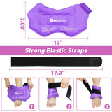 RelaxCoo 2 Pack Ankle Ice Pack Wrap, Reusable Gel Ice Pack for Foot Ankle Heel, Cold Compress Therapy for Pain Relief, Injuries, Achilles Tendonitis, Plantar Fasciitis, Sprains, Swelling - Purple