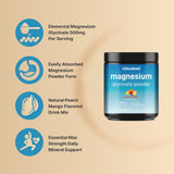 Magnesium Glycinate Powder 500mg, 1lb (16oz) | Peach Mango Flavored – Chelated for High Absorption – Sugar Free Drink Mix, Bitterless, Non-Buffered – Muscle & Bone Mineral Supplement – Non-GMO, Vegan
