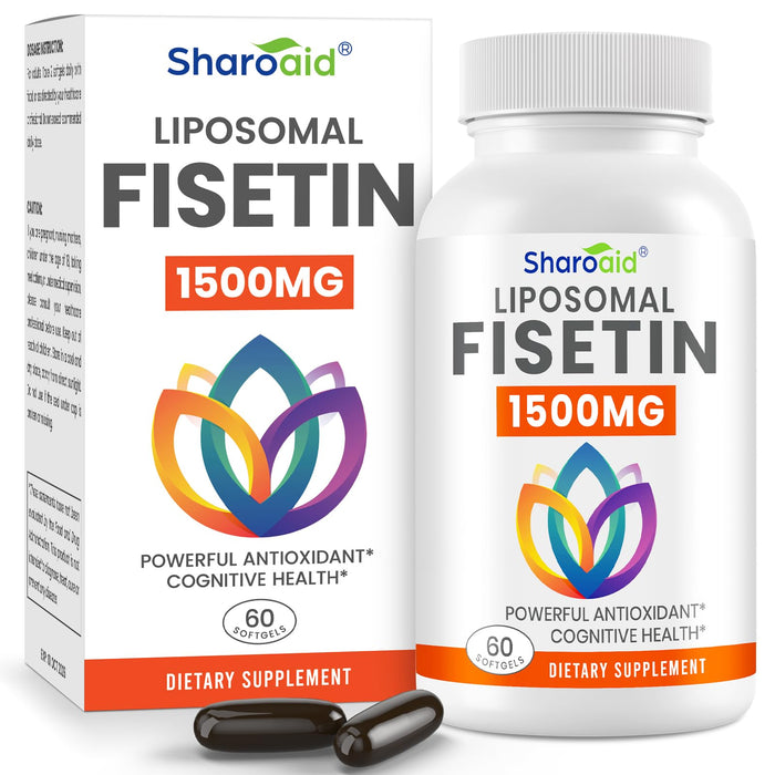 1500mg Fisetin Supplements - Powerful Absorption with Liposomal Delivery,98% Pure Fisetin,Polyphenol Antioxidant for Healthy Aging,Non-GMO - 1 Bottles, 60 Softgels for Adults