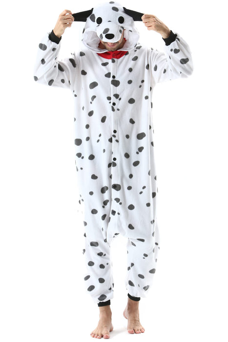 Onesie Christmas Pajamas Adult Animal Halloween Costume Cosplay Dalmatian One Piece Unisex Homewear Polar Fleece Sleepwear Large