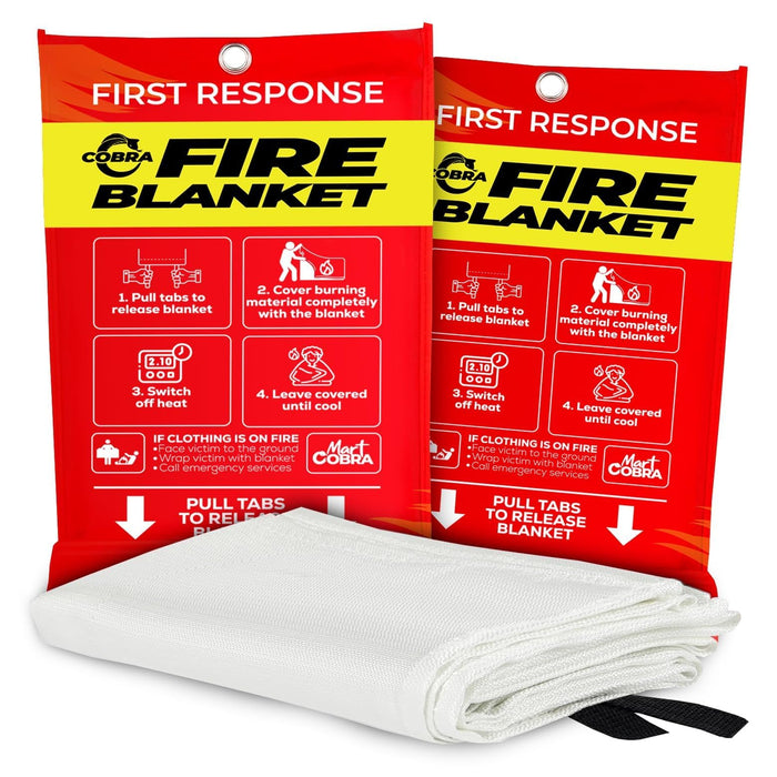 Mart Cobra Emergency Fire Blanket for Home and Kitchen - 2 Pack - Fire Blankets Emergency for Home Safety 40” x 40” - Suppression Shield Retardant Extinguisher Fiberglass Welding Fireproof Cloth Towel