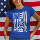 shop4ever Trump Flag 2024 Women's T-Shirt Large Royal Blue