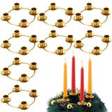 Sliner 8 Pcs Christmas Advent Wreath Ring Gold Advent Ring Candle Holder Round Shape Taper Metal Advent Wreath for Home Table Decor Xmas Decorations