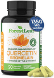 ForestLeaf Quercetin with Bromelain 1350mg - Blend with Vitamin C & Stinging Nettle Supplement, Quercetin 500mg Capsules, Non-GMO Gluten Free, Natural Immune & Respiratory Function, 90 Veggie Caps