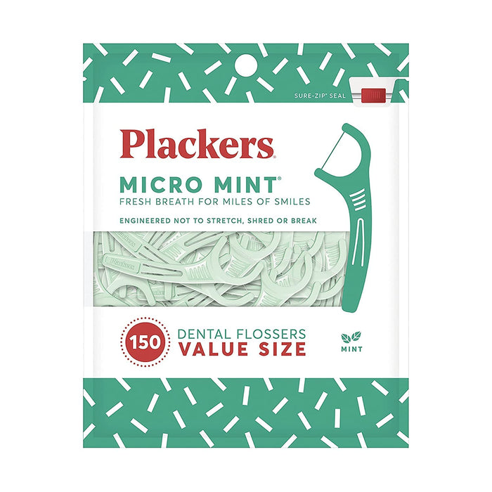 Plackers Micro Mint Dental Floss Picks, 150 Count (Pack of 3)