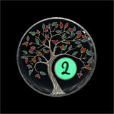 2 Year Sobriety Chip | Tree of Life AA Coin Token Medallion with Glow in The Dark Recovery Anniversary