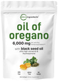 Micro Ingredients Oil of Oregano Softgels 6000mg Per Serving, 300 Count | 2 in 1 Formulated with Black Seed Oil 200mg, 4X Strength Carvacrol & Thymoquinone | Plant Based, Non-GMO & Immune Support