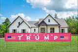 Women For Trump Banner Flag with Brass Grommets,Pro Trump 2024 Proudly Voting For Donald Trump Political Election Outdoor Sign House Banner Polyester Yard Lawn Outdoor Decor 98X18''