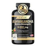 gflow vitamins Ashwagandha Supplements - ashwagandha Powder Capsules Extra Strength 6000mg with Black Pepper | Mood Support, Focus, Energy Support | Vegan Friendly, Non-GMO, USA Made