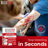 BleedStop™ First Aid Powder for Blood Clotting, Trauma Kit, Blood Thinner Patients, Camping Safety, and Survival Equipment for Moderate to Severe Bleeding Wounds or Nosebleeds 5 Pack 15g