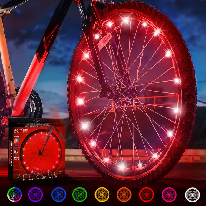 Bicycle Tire Lights (1 Wheel Red) Popular Gifts for Dad Christmas Fun Deals Unique Sale of The Day Best Ideas for Him or Her Prime Top 2024 Presents Men Women Kids Teens Friday Black and Monday Cyber