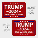 Trump 2024 Save America Again Red Yard Sign With H Stake Double Sided For President Donald Trump Republican Conservative