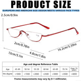 Viseng Half Frame Reading Glasses for Women Men Slim Half Moon Lens Readers Metal 3 pack Semi Rimless eyewear +3.5