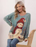 YESNO Women Ugly Christmas Sweater Graphic Printed Oversized Pullover Sweaters Casual Loose Knit Tops L S01 CR121