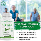 Moringa Capsules 1000mg, from Organic Certified Moringa Leaves Powder - Greens Superfood Supplement - Energy, Focus, Lactation Support, Vitamin C for Immune Support - Vegan, Non-GMO (120 Count)