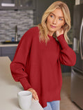 EFAN Women's Red Christmas Oversized Sweaters Crewneck 2024 Fall Fashion Clothes Outfits Trendy Winter Long Sleeve Batwing Cozy Tunic Crew Neck Pullover Top Red M