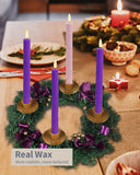 SHYMERY Flameless Advent Candles,Real Wax Battery Operated Electric LED Taper Candles with Remote Timer, Set of 4 Purple & Pink Flickering for Wreath Thanksgiving Christmas Outdoor Centerpieces