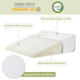 Wedge Pillow for Sleeping After Surgery 7.5" Bed Wedge Pillow with Memory Foam Top, Help with Acid Reflux Heartburn Snore Back Leg Knee Pain, Soft Comfortable, Breathable Durable, Bamboo Cooling Cover