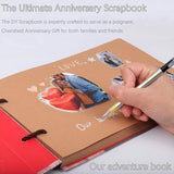 Our Adventure Book Handcrafted 11.92 x 7.62" Leather-Bound Scrapbook, Embossed Lettering, Inspired by 'Up', Ideal for Photos, Gift for Couples Anniversary, Weddings, Travelling, Birthday, Christmas