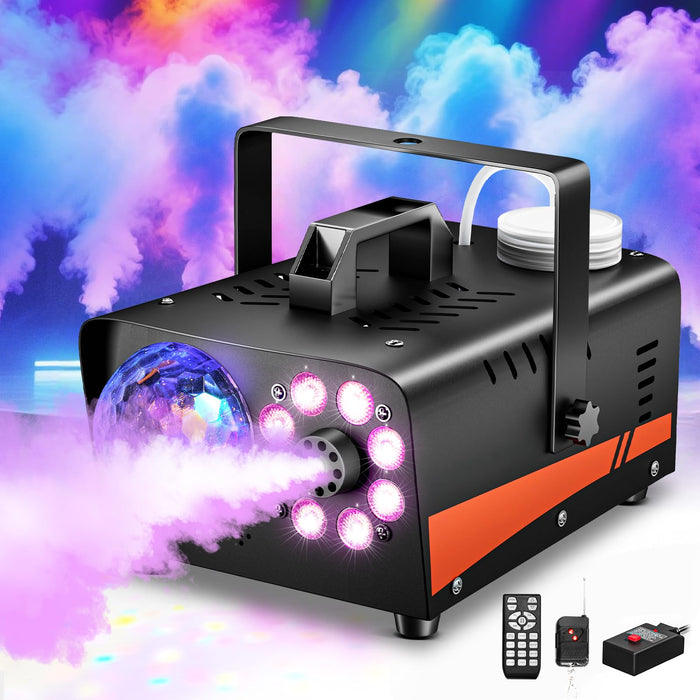 Dashsafe 1200W Fog Machine, 6000CFM for Halloween, Disco Light & Remote