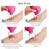 4 Pieces Glass Cupping Set Glass Silicone Cupping Cups Massage Vacuum Suction Cupping Cups for Body Face Leg Arm Back Shoulder Muscle and Joint Pain (Rose)