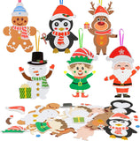 Fennoral 12 Pack Christmas Crafts for Kids Christmas Foam Stickers with Snowman Penguin Santa Claus Elf Gingerbread Man Reindeer Pattern Christmas Arts and Crafts DIY for Kids Boys Girls