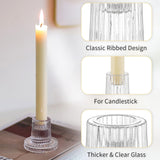 Romadedi Glass Candle Holder for Candlestick - 20Pcs Clear Tapered Bulk Wedding Decor Table Centerpiece for Candle Sticks Christmas Party Living Room Dinner Advent Decoration