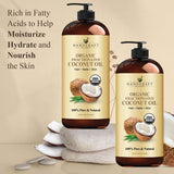 Handcraft Blends Organic Fractionated Coconut Oil - 16 Fl Oz - 100% Pure and Natural - Premium Grade Oil for Skin and Hair - Carrier Oil - Hair and Body Oil - Massage Oil