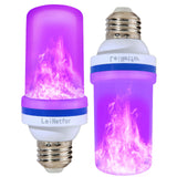 LeiNetfor Smaller LED Purple Flame Light Bulbs -3W Christmas Flickering Light Bulbs with Gravity Sensing, E26 Base Christmas Purple Light Bulb Outdoor, Vintage Flame Bulbs (2 Pack)