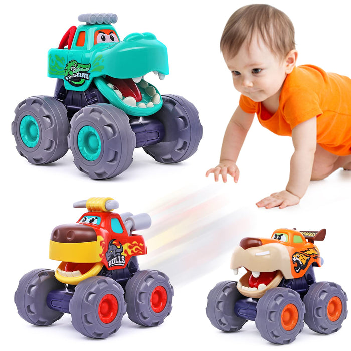 OCATO Toy Cars for 1 Year Old Boy Gifts Monster Trucks Boys Toys for 1 2 3 Year Old Boys Girls Kids Toddler Car Toy Trucks Baby Boy Toys 12-18 Months Pull Back Cars for Toddlers 1-3 Birthday Xmas Gift