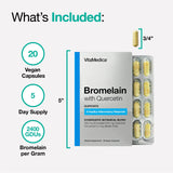VitaMedica Bromelain with Quercetin Supplement | 2400 GDU/Gram Vegan Capsules for Healthy Tissues, Joint and Muscle Support | Plant Based Natural Formula | 20 Ct | 5 Day Supply