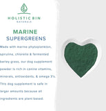 Canine Super Greens by Holistic Bin | Vegan Dog Nutritional Supplement with Marine Phytoplankton, Spirulina, Chlorella, & Fermented Barley Grass | Organic Skin and Coat Support (50 Grams)