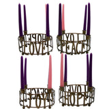 Hope, Peace, Joy, and Love Tabletop Advent Wreath Candle Holder, Traditional Christmas 2024 Decorations, 8 Inches Diameter, Candles Not Included