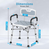 Shower Chair for Inside Shower, BRITULIF 550 lbs Heavy Duty Shower Chair for Elderly and Disabled, Shower Chair with Arms and Back, FSA/HSA Eligible, 6 Height Adjustable, Ideal for Seniors and Adults