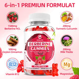 Berberine Gummies with Ceylon Cinnamon 1500mg High Potency Berberine HCL Supplement for Immune and Metabolism Support, Sugar Free Organic Berberine Gummies Raspberry Flavor - 60 Count