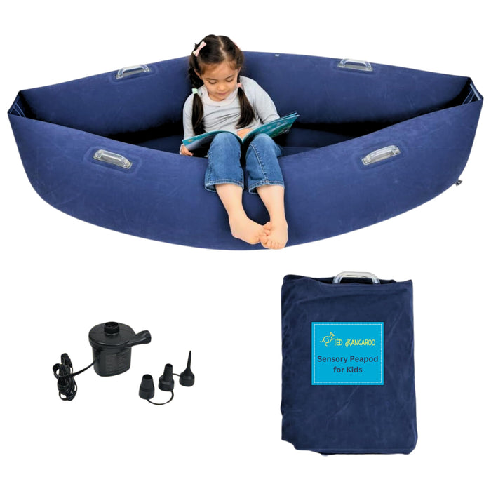 Ted Kangaroo Sensory Chair for Kids — Inflatable Peapod for Children, includes Electric Air Pump