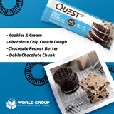 8 QUEST Protein Bars Variety Pack | (2) Chocolate Peanut butter + (2) Double Chocolate Chunk + (2) Cookies & Creme + (2) Chocolate Chip Cookie Dough by World Group Packing Solutions