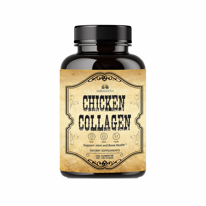 Chicken Collagen Capsules - Type II Collagen Nutritional Supplement for Joint, Skin & Bone Support - Non-GMO, Anti-Aging Dietary Supplements with Hydrolyzed Collagen Peptides - 120 Capsules