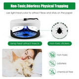 2 Pack Flea Trap Indoor Flea Traps for Inside Your Home with 4 Sticky Disc & 6 Bulbs & 2 Adjustable Electric Wires Pet and Kid Safe,Sticky Bed Bug Trap Non-Poisonous Pest Control